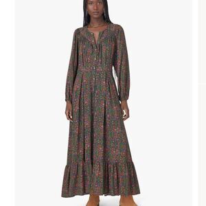 Xirena Navy Floral Garden Esme Maxi Dress with Pockets 100% Rayon size M